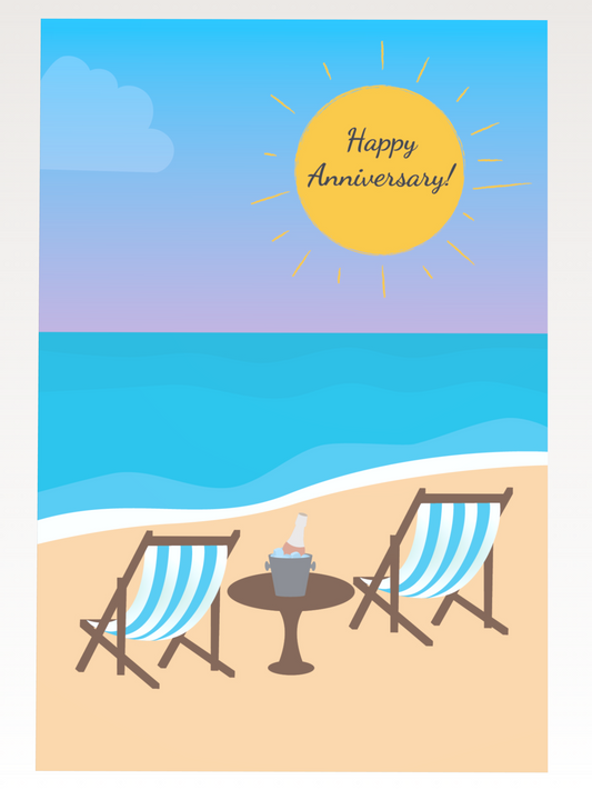 Sunset At The Beach Anniversary Card