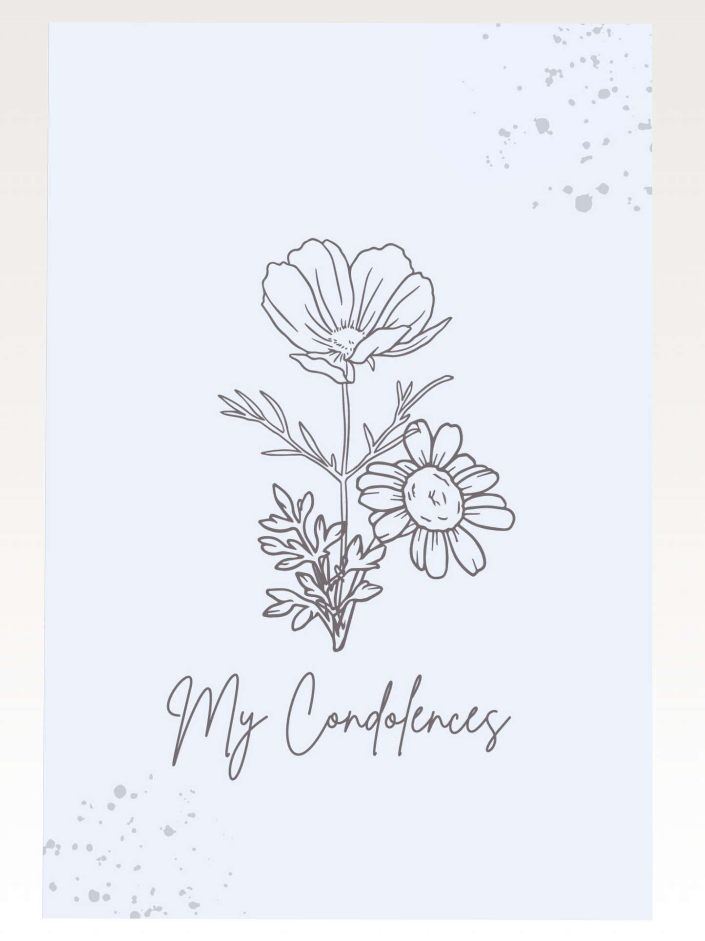 Black & White Flower Condolences Card