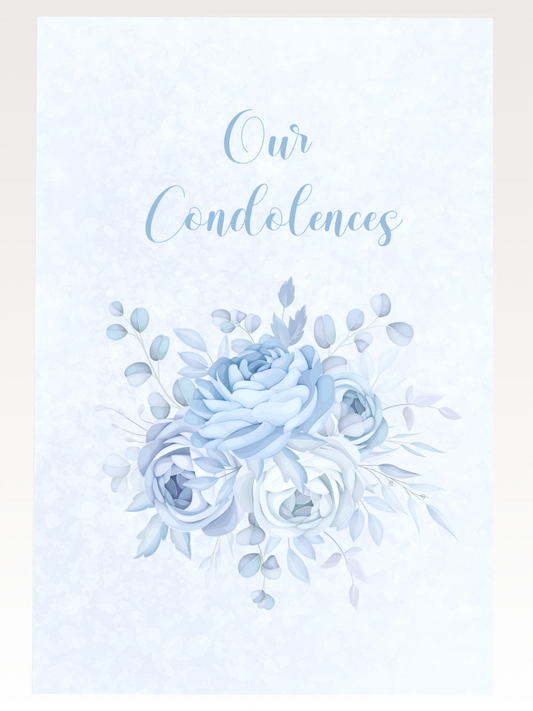 Light Blue Flowers Condolences Card