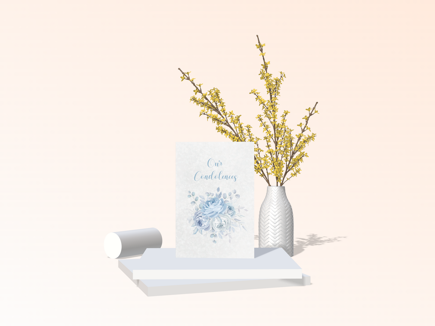 Light Blue Flowers Condolences Card