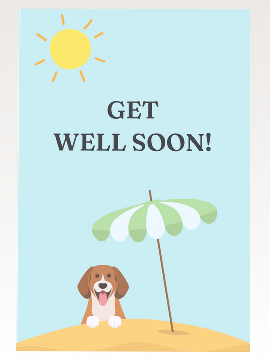 Puppy On The Beach Get Well Soon Card