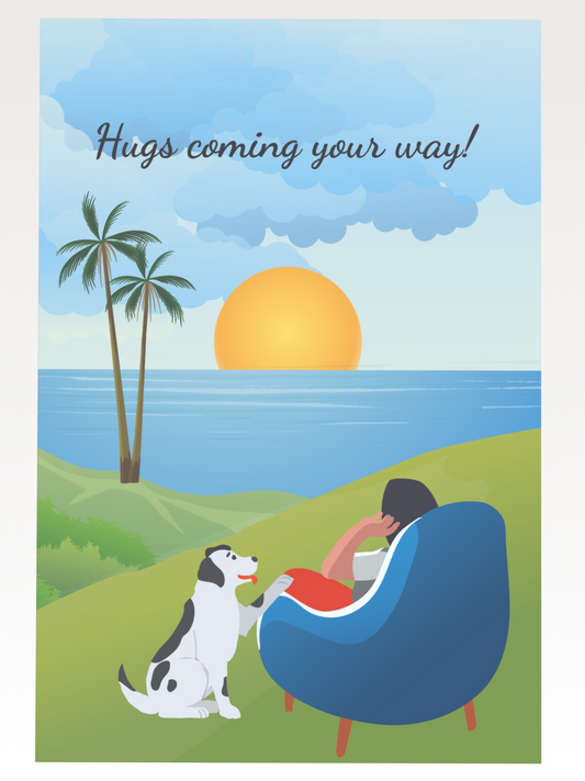 Happy Dog & Sunset Get Well Soon Card