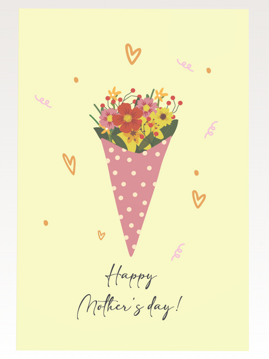 Pink Flower Bouquet Mothers Day Card