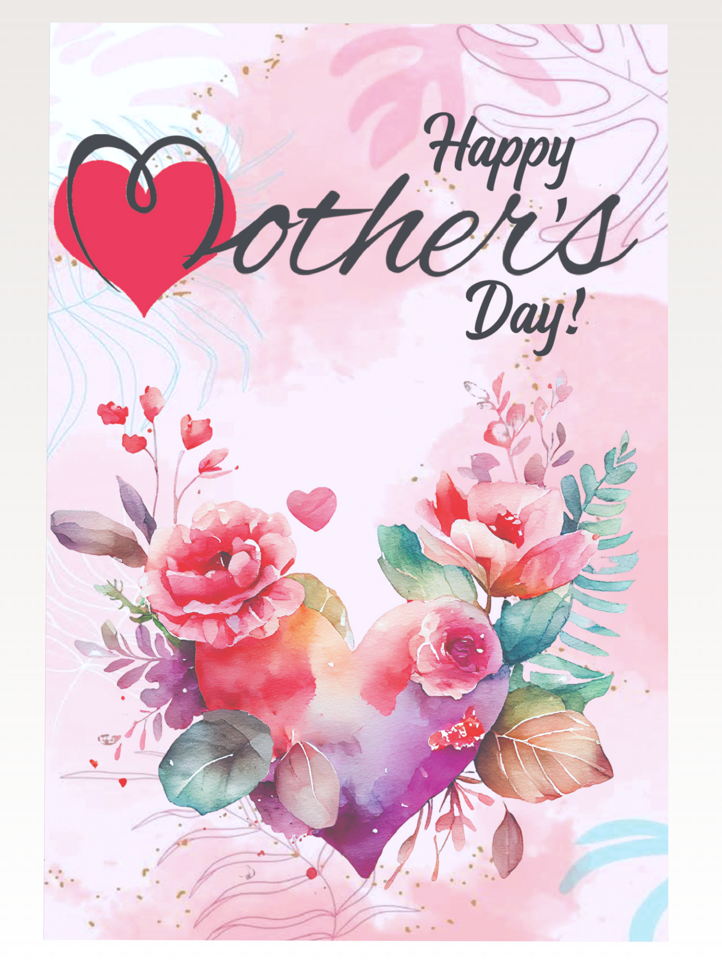 Big Heart & Pretty Flowers Mothers Day Card