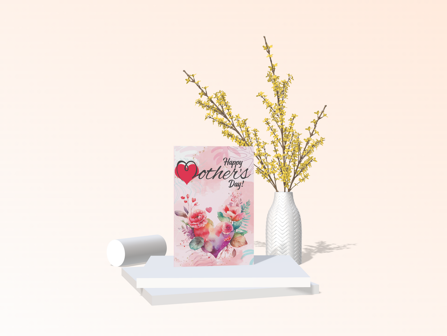 Big Heart & Pretty Flowers Mothers Day Card